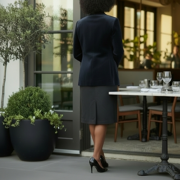 Talbots Officer Blue Blazer with satin accents NWT - Picture 2 of 11